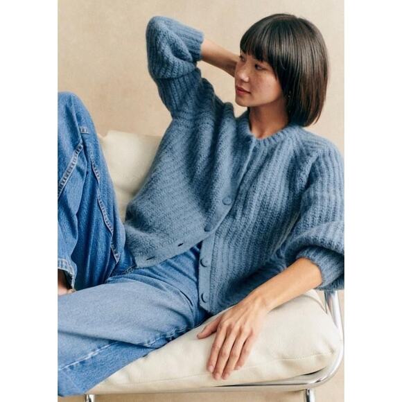 La Maille Sezane Emile Cardigan Summer Blue Size XXXL✨ - Picture 2 of 13